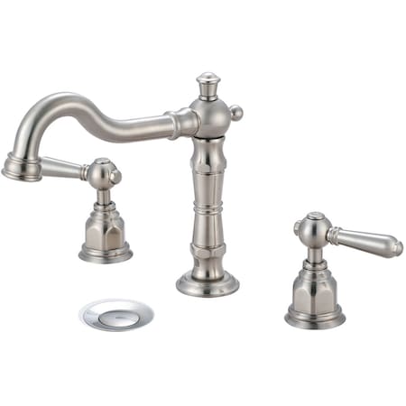 Pioneer Industries Two Handle Widespread Bathroom Faucet, Compression Hose, Nickel, Weight: 8.5 3AM400-BN